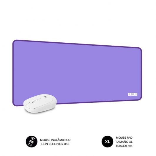 Subblim Harmony Pack Ratón Inalámbrico + Alfombrilla Gaming XL Púrpura