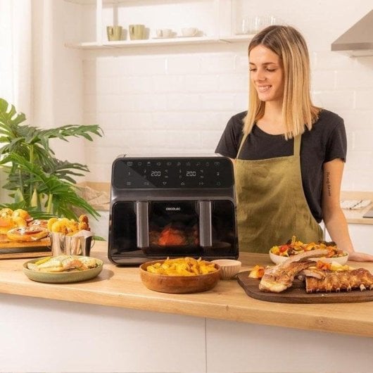 Fritadeira de Ar Cecotec Cecofry Advance 9000 Window 9L 2850W Dupla Cuba LED