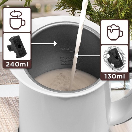 Duronic MF130 Espumador de Leche Caliente/Fría 550W Base Inalámbrica 360°