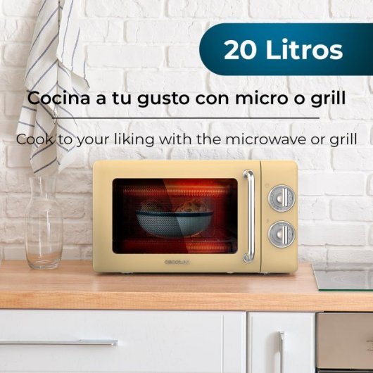 Cecotec ProClean 3110 Retro Micro-ondas com Grill 20L 700W Amarelo