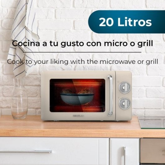 Cecotec ProClean 3110 Micro-ondes Rétro avec Grill 20L 700W Beige