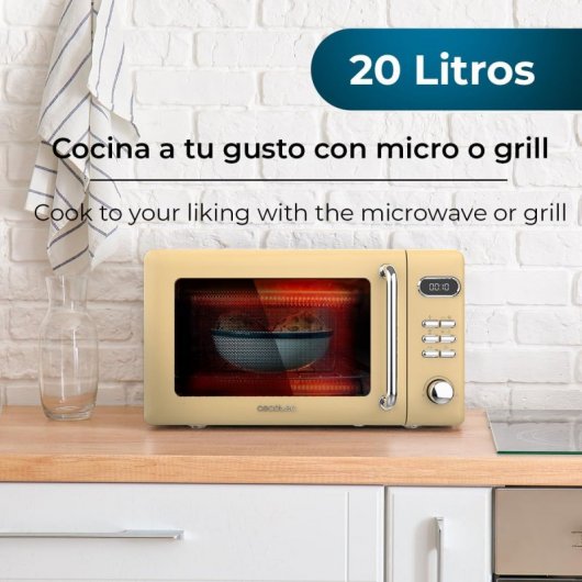 Cecotec ProClean 5110 Retro Microondas con Grill 20L 700W Amarillo