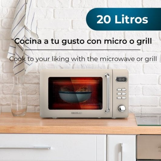 Cecotec ProClean 5110 Retro Microondas con Grill 20L 700W Beige