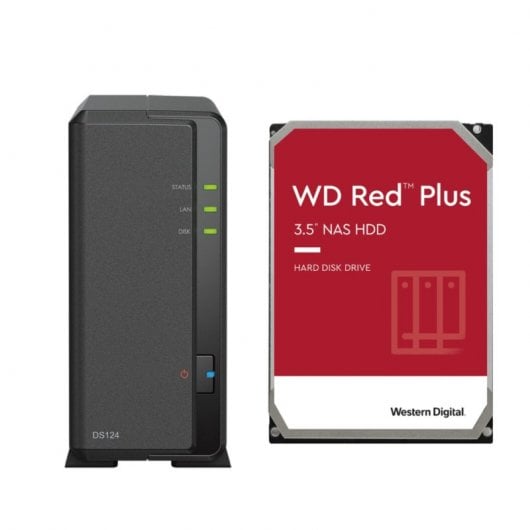 Synology DiskStation DS124 NAS 1GB RAM + 1x Disco Duro 12TB WD Red Plus
