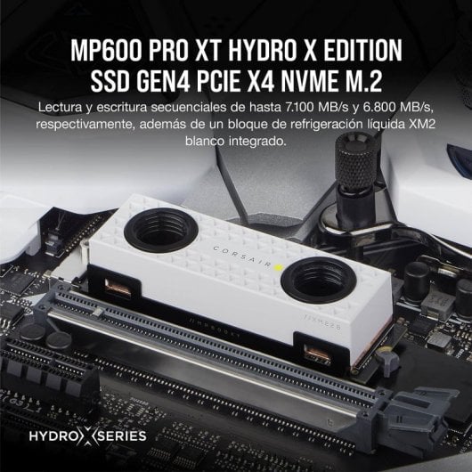 Blocco di raffreddamento a liquido Corsair Hydro X Series XM2 M.2 per SSD bianco