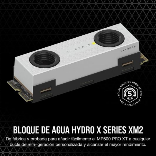 Blocco di raffreddamento a liquido Corsair Hydro X Series XM2 M.2 per SSD bianco