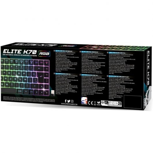 Spirit of Gamer Elite K70 RGB Teclado Gaming Sem Fios