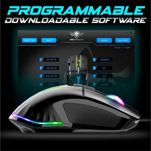 Spirit of Gamer Pro M5 RGB Ratón Gaming 12800DPI Negro
