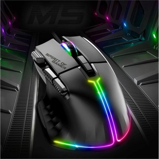 Spirit of Gamer Pro M5 RGB Ratón Gaming 12800DPI Negro