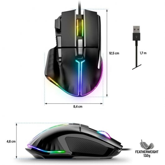 Spirit of Gamer Pro M5 RGB Ratón Gaming 12800DPI Negro