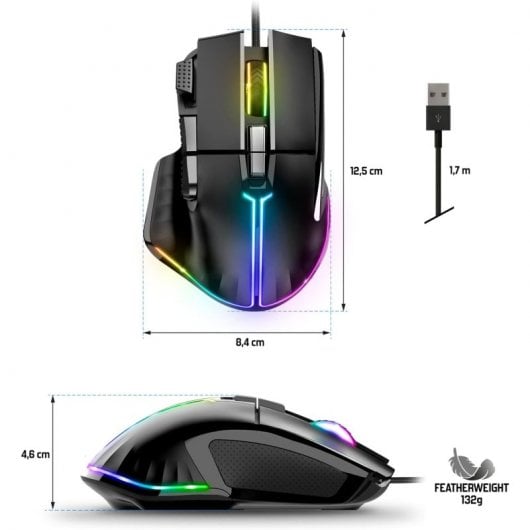 Mouse da gioco Spirit of Gamer Pro M5 RGB 12800 DPI Nero