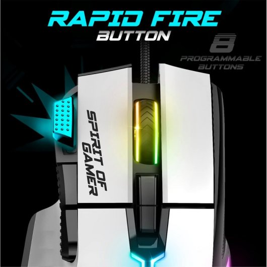 Spirit of Gamer Pro M5 RGB Ratón Gaming 12800DPI Blanco