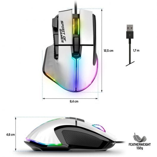 Spirit of Gamer Pro M5 RGB Ratón Gaming 12800DPI Blanco