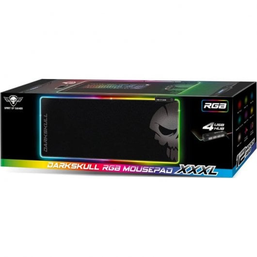 Spirit of Gamer Darkskull Hub RGB XXXL Tapete Gaming Preto