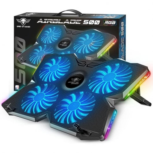 Spirit of Gamer Airblade 500 Base Refrigeradora RGB x4 Ventiladores para Portátiles hasta 17"