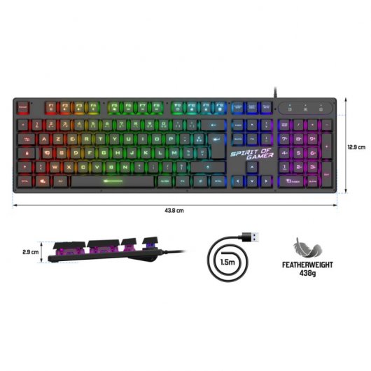 Spirit of Gamer Pro K1 Teclado Gaming RGB Negro
