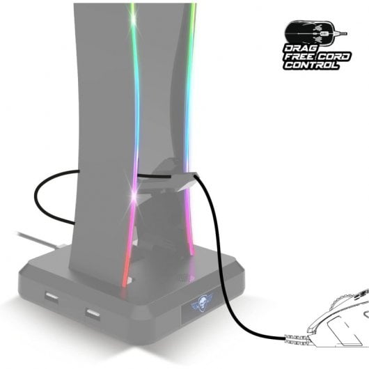 Spirit of Gamer Sentinel supporta cuffie da gioco RGB x4 USB 2.0 nere