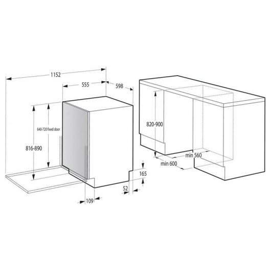 Hisense HV643D60 Einbaugeschirrspüler Kapazität 16 Maßgedecke D