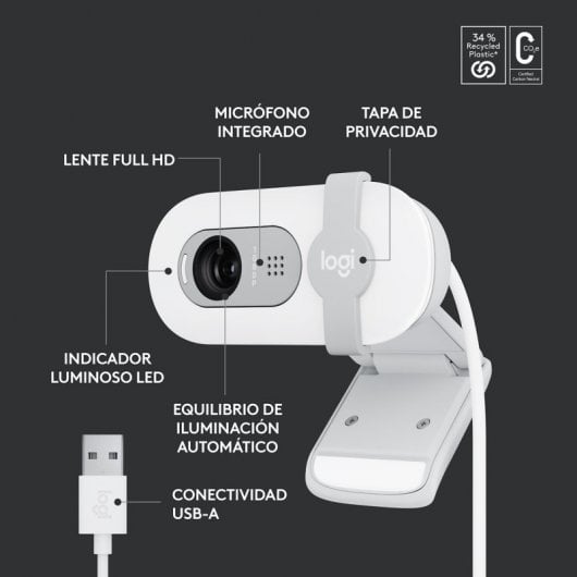 Logitech Brio 100 webcam 2 MP 1920 x 1080 Pixel USB Bianco