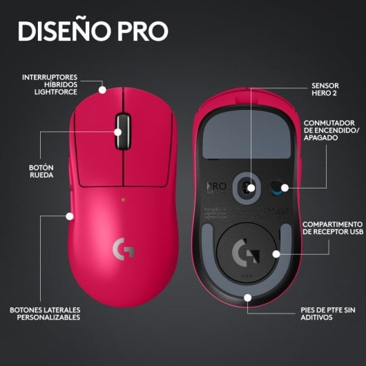 Logitech G PRO X SUPERLIGHT 2 LIGHTSPEED Ratón Inalámbrico Gaming Rosa 44000 DPI