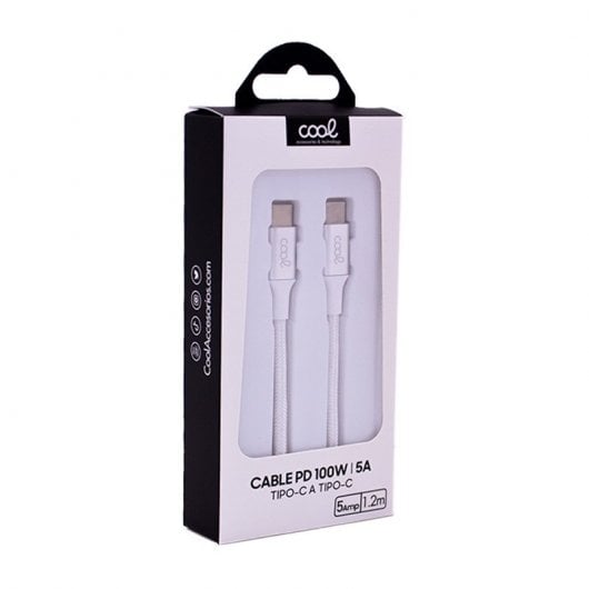 Cavo USB in nylon da tipo C a tipo C da 1,2 m bianco