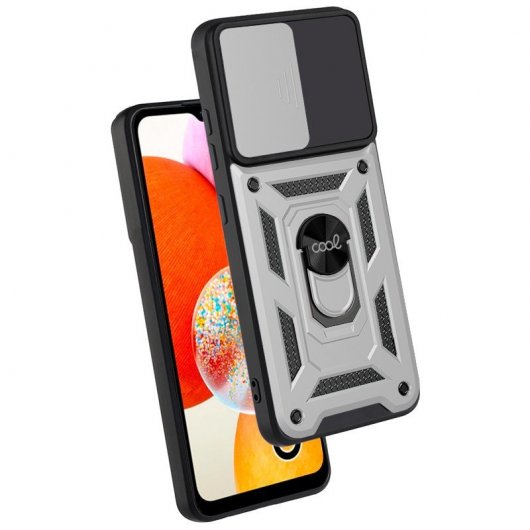 Fantastica custodia ad anello rigida color argento per Samsung Galaxy A14/A14 5G