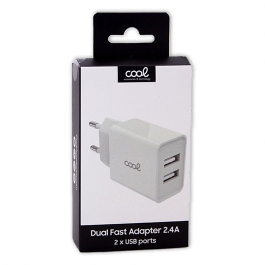 Cooles Universal-Netzwerkladegerät, Eingang 2 x USB 2,4 A, Weiß