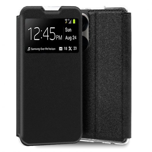 Étui à rabat noir lisse et cool pour Oppo Reno 8T