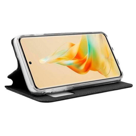 Étui à rabat noir lisse et cool pour Oppo Reno 8T