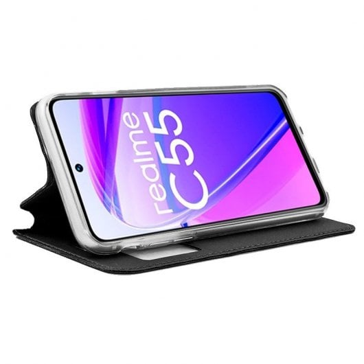 Coole schlichte schwarze Flip-Cover-Hülle für Realme C55