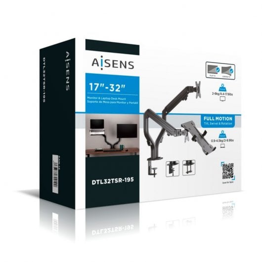 Asiens DTL32TSR-195 Laptop- und Monitor-/TV-Tischständer, bis 8 kg, von 17-32, Schwarz