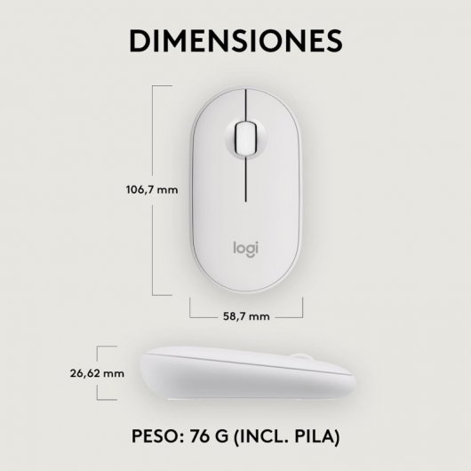 Mouse wireless Logitech Pebble Mouse 2 M350s Bianco 4000 DPI