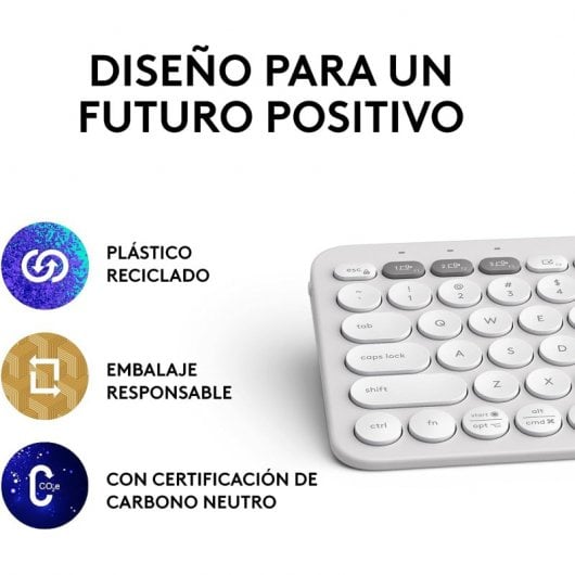 Logitech Pebble Keys 2 K380s Teclado Bluetooth Multi-Dispositivo Branco