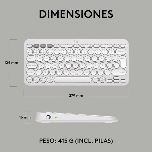 Logitech Pebble Keys 2 K380s Teclado Bluetooth Multi-Dispositivo Branco