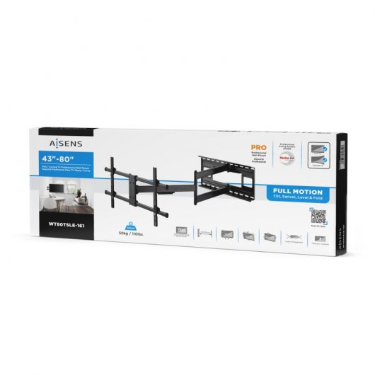 Aisens WT80TSLE-161 Suporte Pro Giratório, Inclinável e Nivelável para Monitor/TV até 50kg de 43-80 Preto