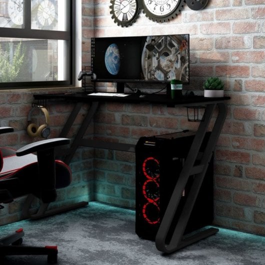 Bureau de jeu Vidaxl avec pieds en forme de Zz noir 110x60x75cm