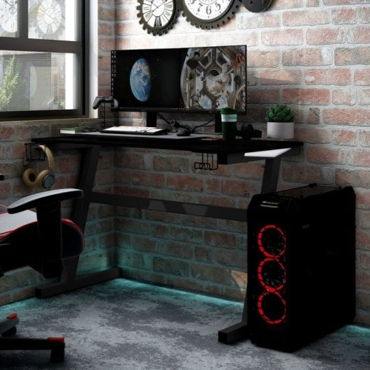 Vidaxl Escritorio Gaming Led Con Patas En Forma Z Negro 90x60x75 Cm