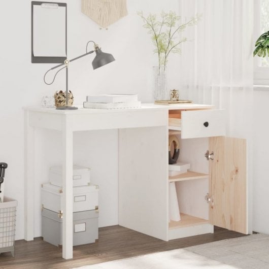 Mesa Vidaxl em madeira maciça de pinho branco 100x50x75 cm