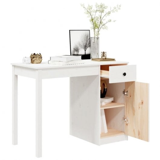 Mesa Vidaxl em madeira maciça de pinho branco 100x50x75 cm