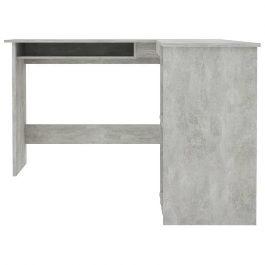 vidaXL Escritorio forma de L contrachapada gris hormigón 120x140x75 cm