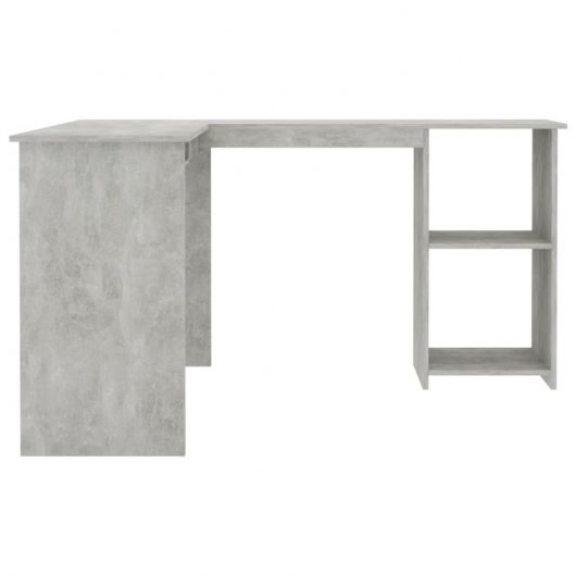 vidaXL Escritorio forma de L contrachapada gris hormigón 120x140x75 cm
