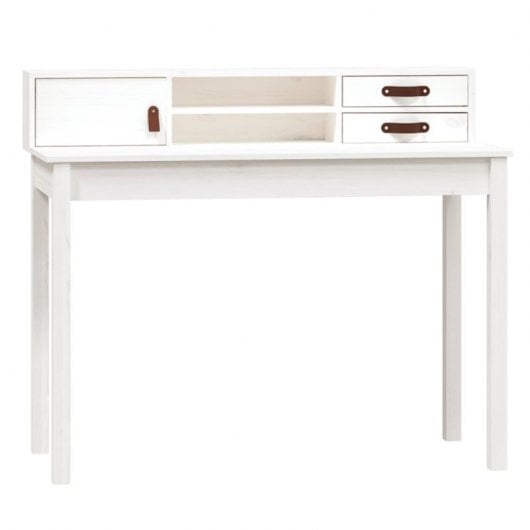 Vidaxl bureau en bois de pin blanc massif 110x50x93 Cm