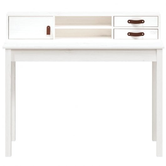 Vidaxl bureau en bois de pin blanc massif 110x50x93 Cm