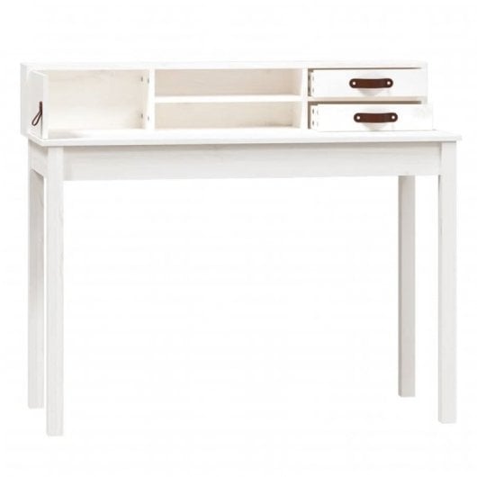 Vidaxl bureau en bois de pin blanc massif 110x50x93 Cm