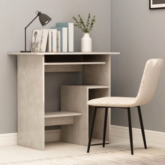 Mesa de madeira compensada cinza concreto Vidaxl 80x45x74 cm