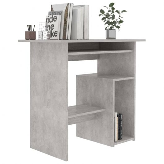 Mesa de madeira compensada cinza concreto Vidaxl 80x45x74 cm