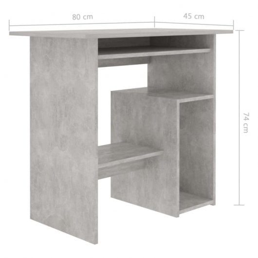 Mesa de madeira compensada cinza concreto Vidaxl 80x45x74 cm