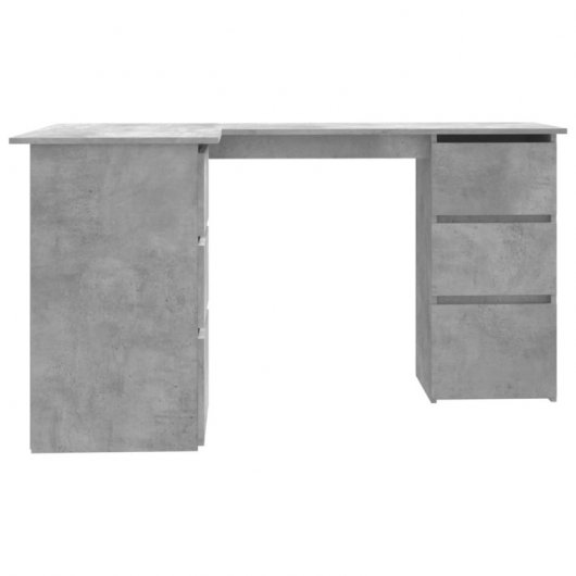 Vidaxl bureau d'angle en contreplaqué gris béton 145x100x76 Cm