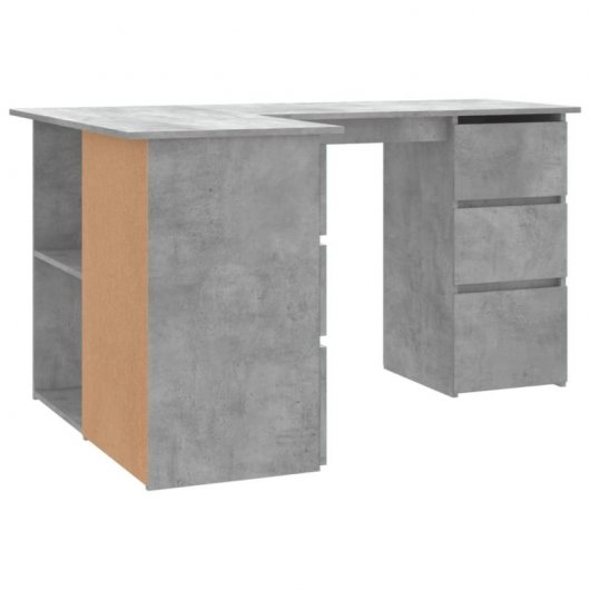 Vidaxl bureau d'angle en contreplaqué gris béton 145x100x76 Cm