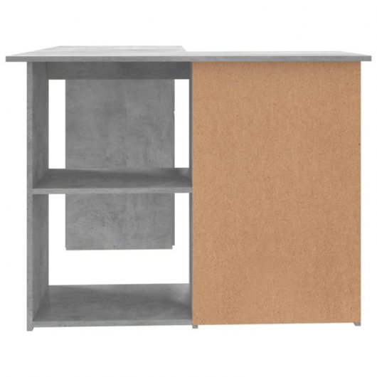 Vidaxl bureau d'angle en contreplaqué gris béton 145x100x76 Cm